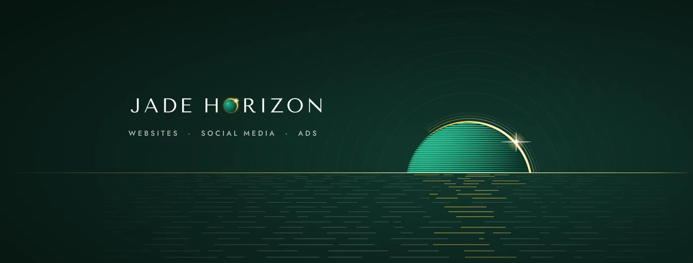 Jade Horizon Facebook cover: the engraved eclipse rising over a horizon
